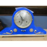 Napoleon mantle clock painted blue in working order with key