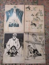 Set of 4 1980's Soviet Anti-American cardboard posters 33cm x 48cm approx