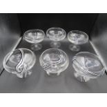 Caithness Crystal set 6 footed fruit bowls 16cm dia
