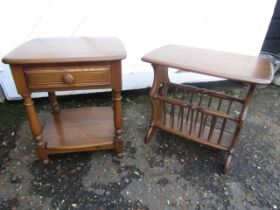 Ercol side tables one with with mag rack