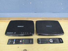 2 Humax Freesat receivers with remotes from a house clearance (no power leads)