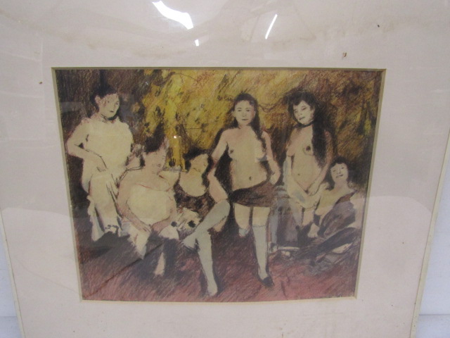 Neil Ward Robinson pastel of semi- naked ladies and a mixed media study 12x12cm (excluding mount) - Image 4 of 5