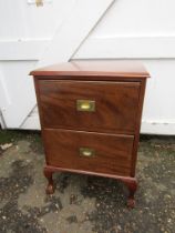 Military Mahogany 2 drawer chest with flush brass drawer pulls H79cm W56cm D44cm approx