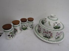 Portmeirion Botanic Garden  cheese dome and 4 spice jars both in good condition