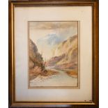 Henry Earp (1831-1914), English School, two framed and glazed watercolours, Alpine river scene and a