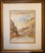 Henry Earp (1831-1914), English School, two framed and glazed watercolours, Alpine river scene and a