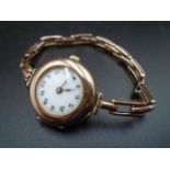 A vintage Rolex 9ct rose gold ladies coctail watch, with expanding band strap (9ct gold strap).