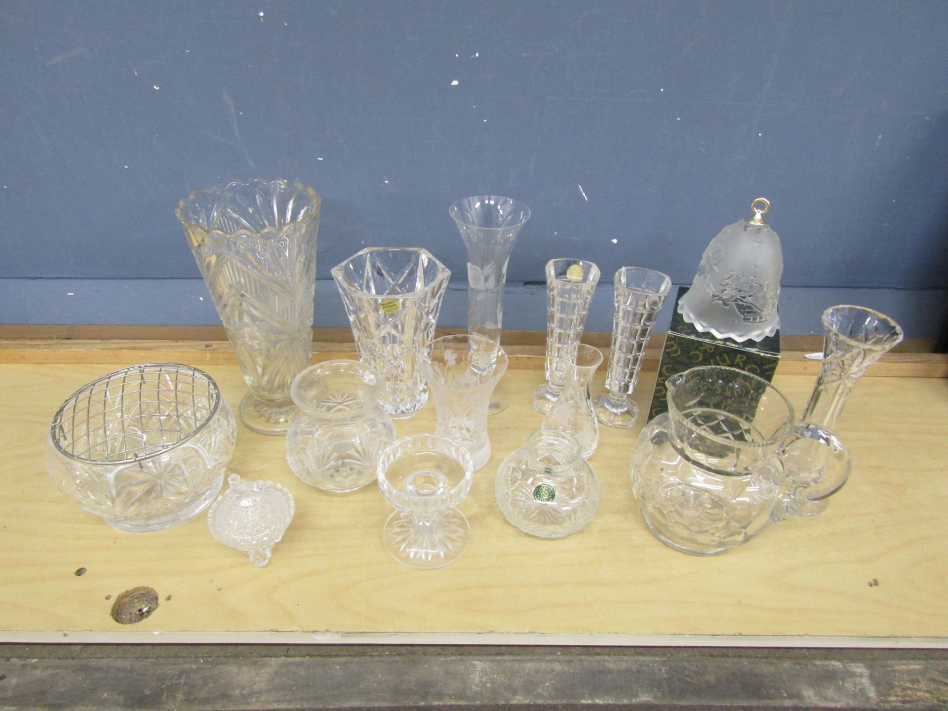 Quality glass vases, rose bowl and jug etc