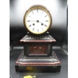 A French Victorian slate clock with pendulum and key- working but not striking