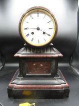A French Victorian slate clock with pendulum and key- working but not striking