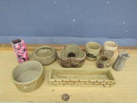 Pottery bowls and pots etc