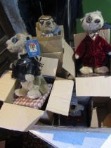 4 Meercat teddies with certs and boxes