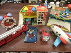 Vintage Tonka and Fisher Price toys and Snoopy clock