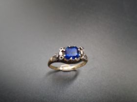 18ct gold and platinum Sapphire and Diamond ring. Marked Pascoe, has some damage to one shoulder and
