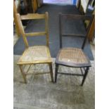 2 vintage cane seat chairs