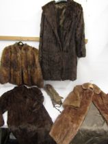 3 long fur coats, a fir shrug and a stole