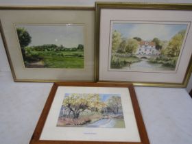 3 local watercolours- Fitzgerald Carter 'Autumn Oak, Shouldham', Austin R Pearce 'Elsing Mill,