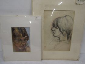 Neil Ward Robinson oil portrait  'Natalie' 37x44cm and pencil portrait study 57x46cm