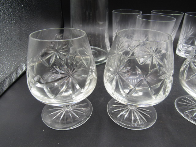 Bell decanter, set 6 quality (poss Waterford?) tumblers and 4 brandy glasses - Image 2 of 5