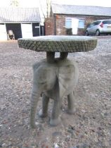 Re-constituted stone elephant pot stand 45cmH top 34x30cm approx