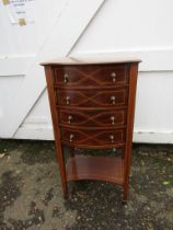 Mahogany Music cabinet with veneered faux 4 drawer chest with each drawer front hinged as a door