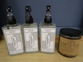 Norfolk made pet bed spray bottles x 3 and funny candle