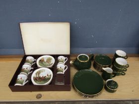 Elizabethan fine bone china hunting themed china set in box (not complete as seen in picture) and