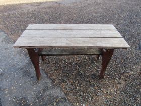 Hardwood garden table H55cm TOP 47cm x 101cm approx