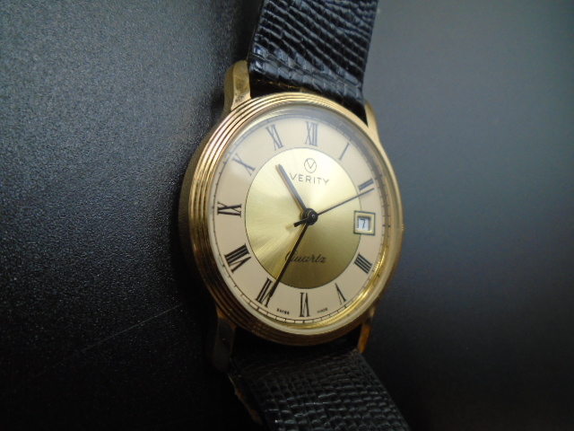 A Verity quartz gents watch - black leather strap. - Image 2 of 4