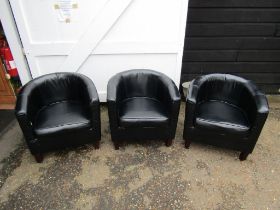 3 Black tub chairs