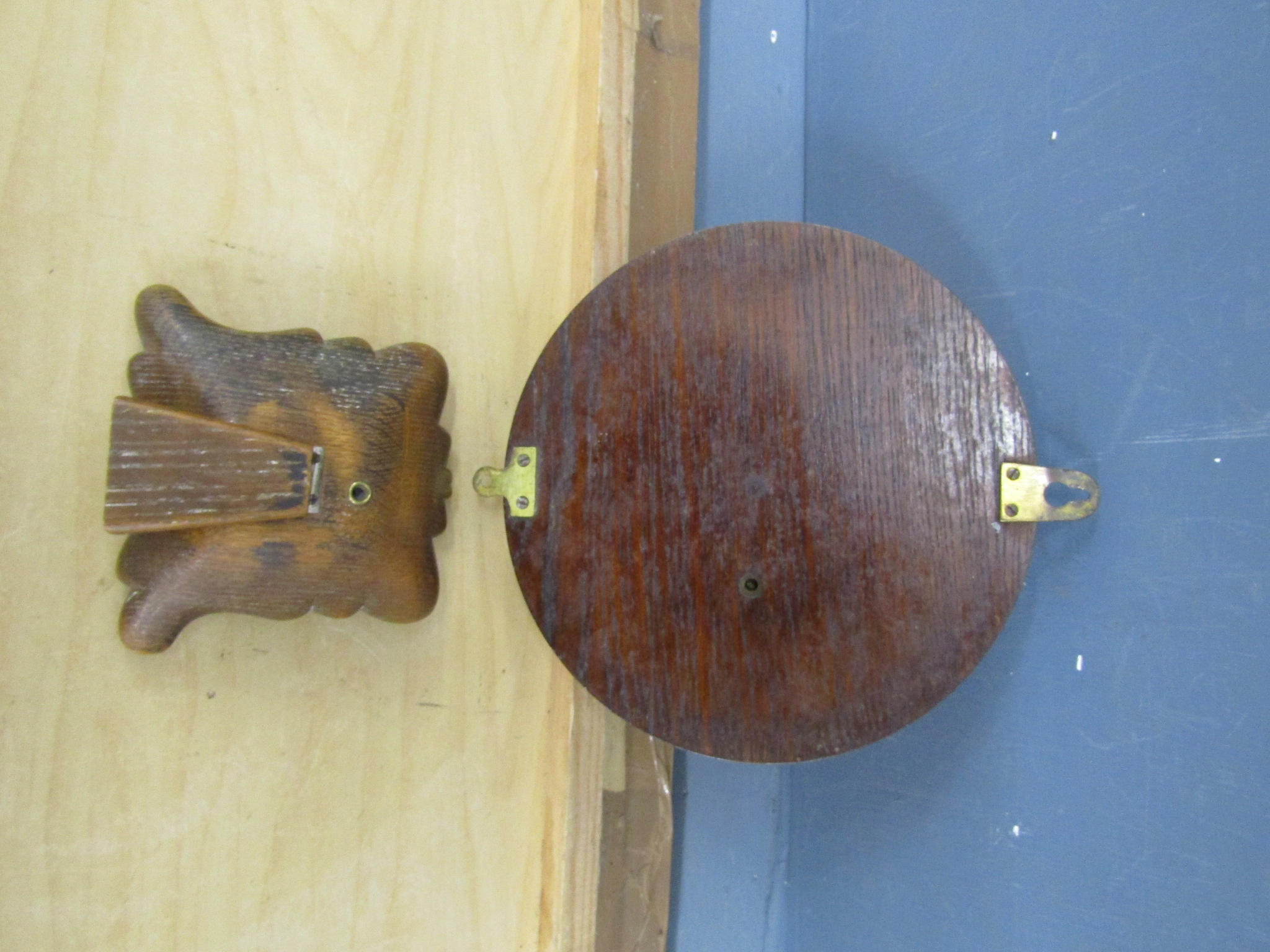 Carved oak wall barometer and free standing barometer with silver plated surround (wall barometer - Image 4 of 4