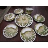 French? asparagus platter (38cm dia) with 6 matching dishes and bowl