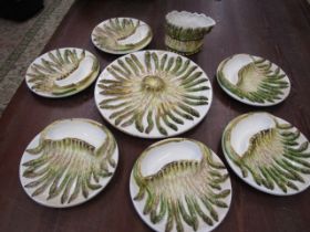 French? asparagus platter (38cm dia) with 6 matching dishes and bowl