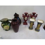 Vases inc Spode, sunflower jug, pair vases