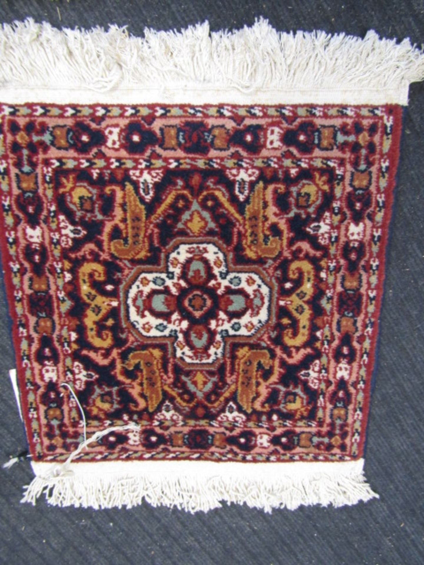 7 square wool Armenian carpet mats 44x42cm (excluding fringe) - Image 14 of 18