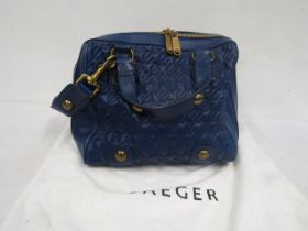 Jaeger  blue leather handbag with dustbag