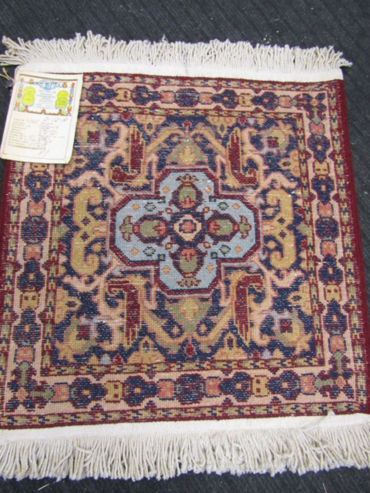 7 square wool Armenian carpet mats 44x42cm (excluding fringe) - Image 3 of 18