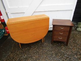 Drop leaf dining table (deep scratch to top of table) and bedside drawers