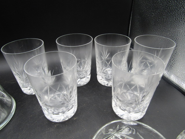 Bell decanter, set 6 quality (poss Waterford?) tumblers and 4 brandy glasses - Image 4 of 5