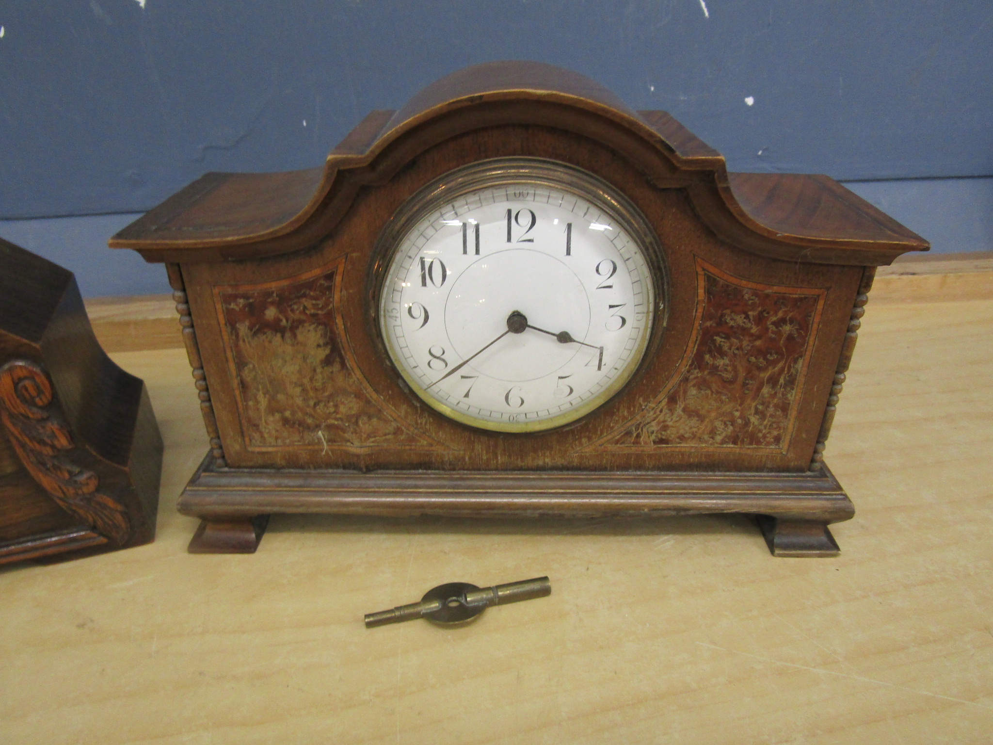 2 Wooden cased mantel clocks - Image 3 of 4