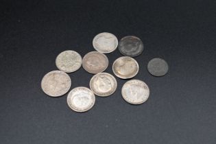 1902 George VII 4D coin; 7 x 3D (1937; 4x George V; 2 x Victorian plus two other coins