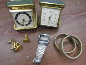 Seiko watch and traveling clock, Europa traveling clock, 2 pairs cuff links