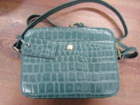 Ashwood green mock croc hand bag genuine leather