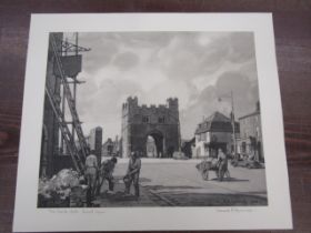 Leonard Russell Squirrell print of The South Gate, Kings Lynn 33x28cm