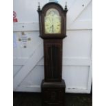 A Marriots of Holbeach 1980s Grandfather clock with brass face and sun/moon detail, with weights,