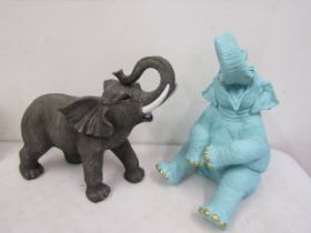 2 large elephant figurines 44cmH hollow resin