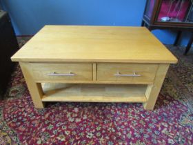 oak coffee table with 2 drawers