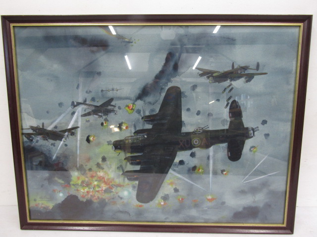 Roy Claridge  watercolour of an RAF Mission  80x60cm