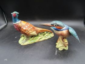 Beswick Pheasant and Kingfisher figurines 14cmH approx
