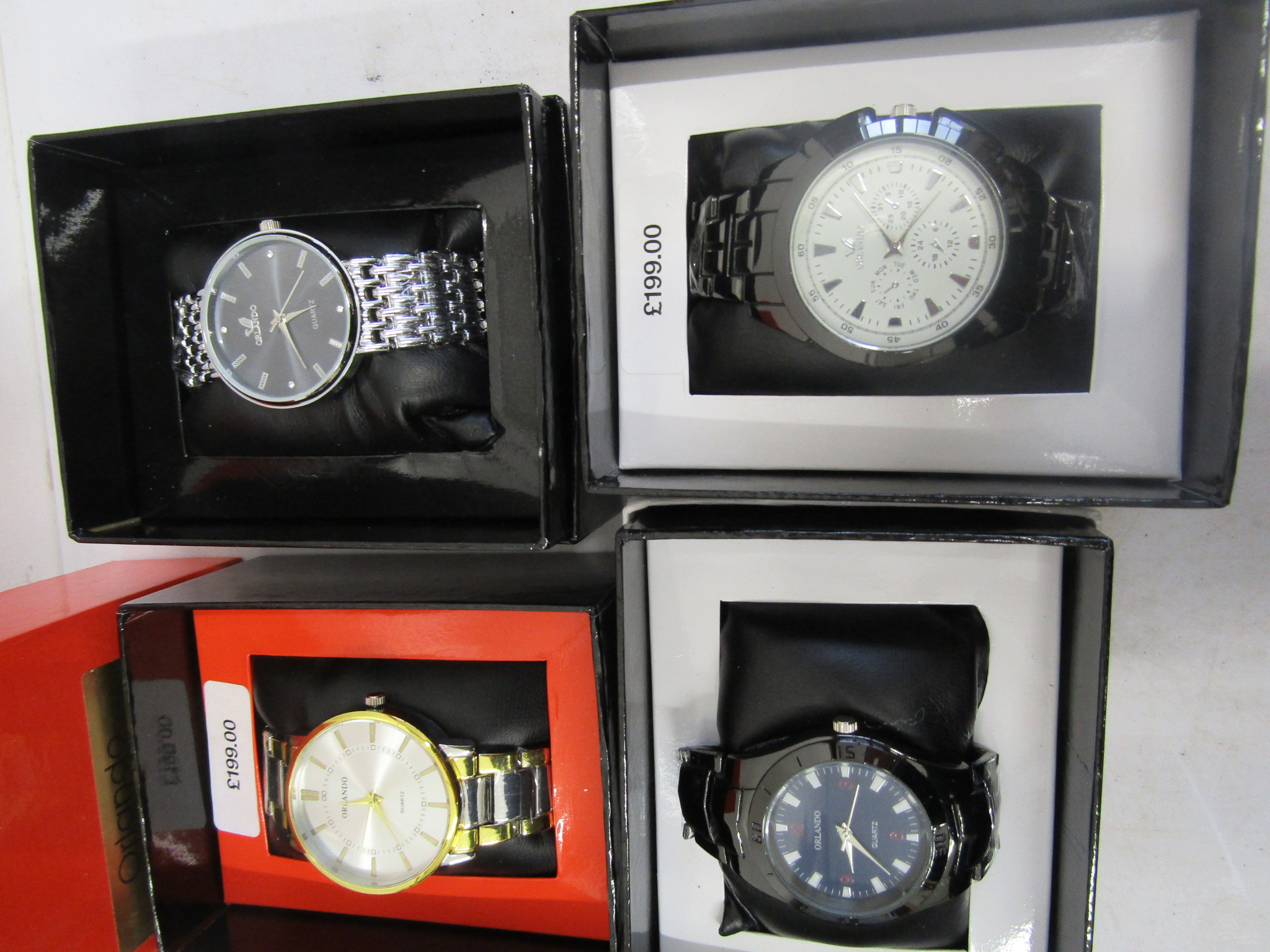 4 x Orlando men's watches new and boxed